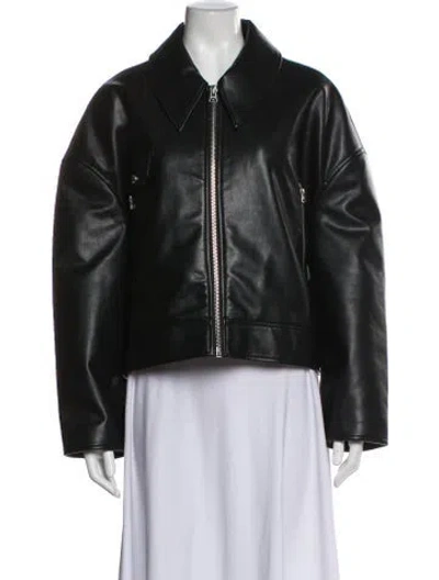 Pre-owned Hudson Leather Biker Jacket In Black