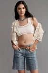 Hudson London Low-rise Long Denim Shorts In Blue