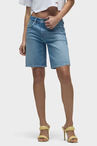 Hudson London Low Rise Long Shorts In Fresca In Blue