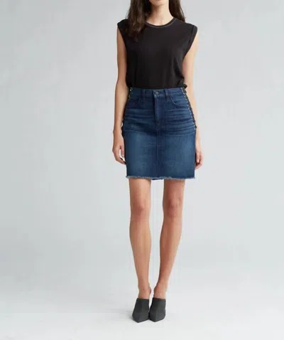 Hudson Lulu Nightfall Jean Raw Hem Side Lace Up Skirt In Blue