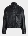 Hudson Jeans Python Embossed Leather Jacket In Black