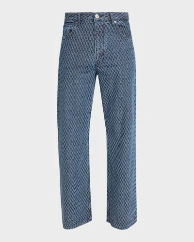 Hudson Men & Apos;s Luca Wide-leg Jacquard Denim Jeans In Blue
