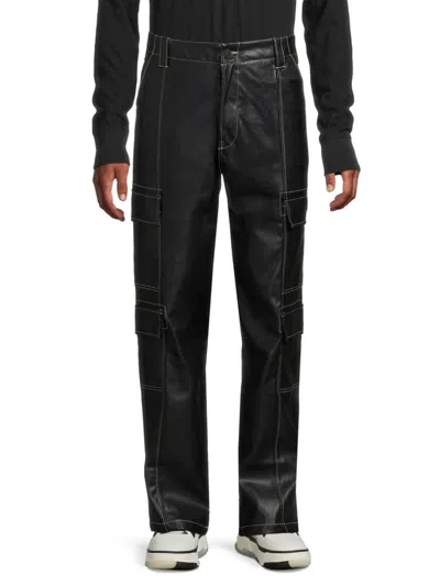 Hudson Men's Baggy Faux Leather Cargo Pants In Black