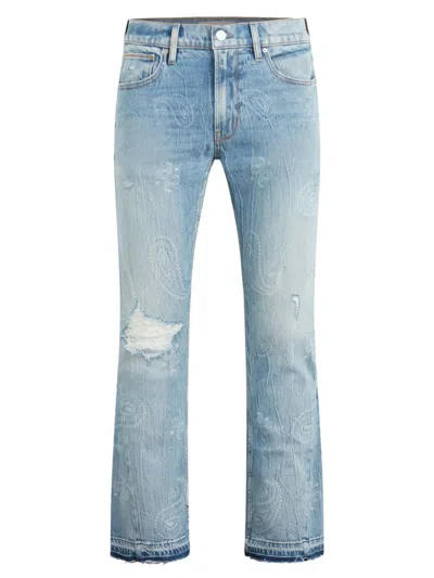 Hudson Walker Kick Flare Distressed Jeans In Bandana Blue