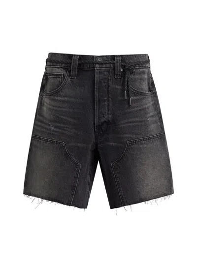 Hudson Jeans Cutoff Denim Carpenter Shorts In Black