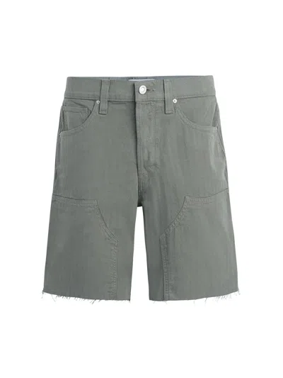 Hudson Jeans Cutoff Cotton Herringbone Carpenter Shorts In Green