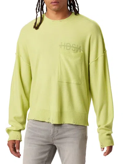 Hudson Men's Cashmere-blend Crewneck Sweater In Lime