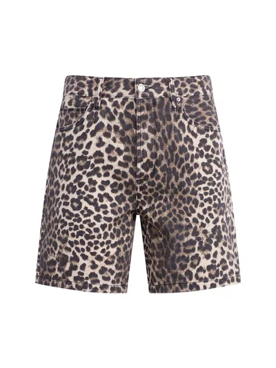 Hudson Men's Clint Cheetah-print Denim Shorts In Brown