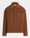 Hudson Men's Corduroy Patch Pocket Worker Jacket In Brown