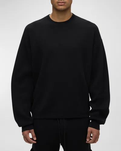 Hudson Men's Cotton-cashmere Crew Sweater In Pitch Black