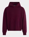 Hudson Cotton Cashmere Double Knit Hoodie In Burgundy