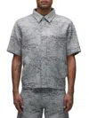 Hudson Jeans Crop Short Sleeve Snap Front Shirt In Gray