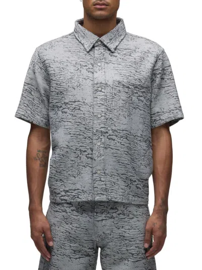 HUDSON MEN'S COTTON JACQUARD CROP BUTTON-FRONT SHIRT