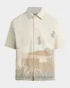 Hudson Jeans Desert Print Short Sleeve Denim Button-up Shirt In Natural Desert