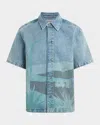 Hudson Spring Break Short Sleeve Button Front Denim Shirt In Spring Break