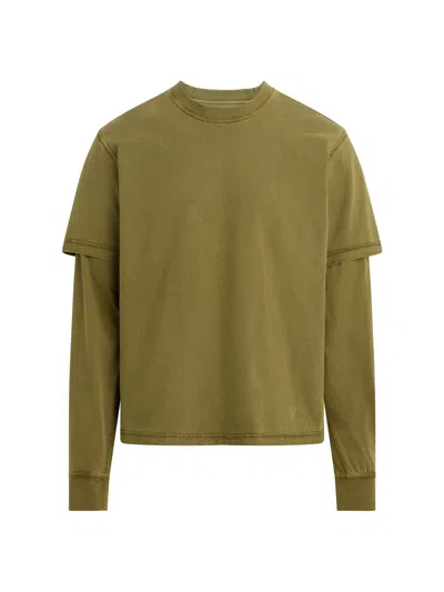 Hudson Jeans Hybrid Layered Long Sleeve Cotton T-shirt In Green