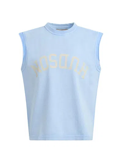 Hudson Jeans Leo Cut Off Logo Graphic T-shirt In Blue