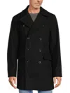 Hudson Men's Oversized Double Breasted Wool Blend Coat In Black