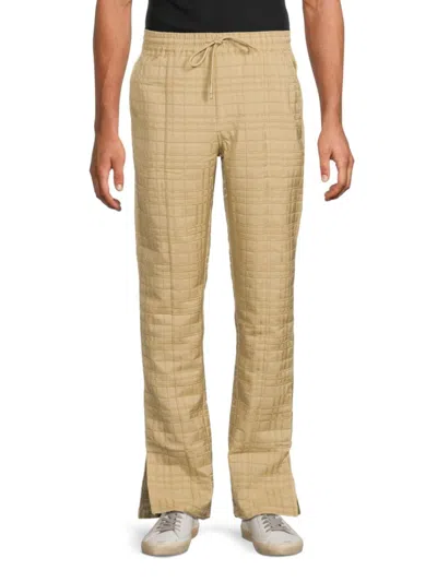 Hudson Men's Plaid-embroidered Drawstring Pants In Tan
