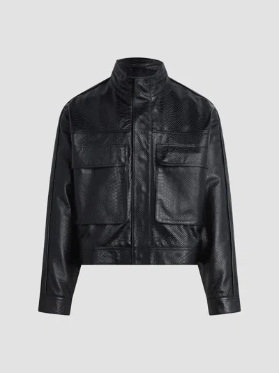 HUDSON MEN'S PYTHON-EMBOSSED LEATHER JACKET