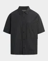 Hudson Men's Rex Boxy-fit Poplin Stripe Short-sleeve Shirt In Multi