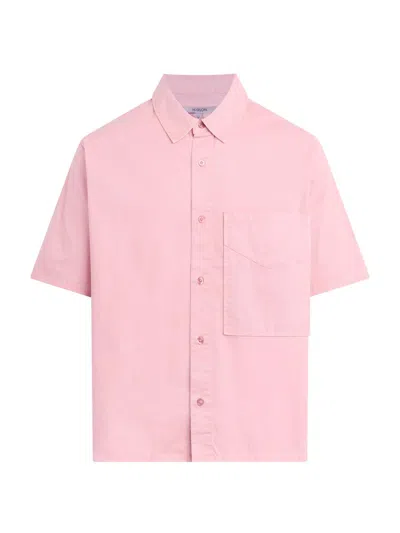 Hudson Jeans Rex Oversize Short Sleeve Cotton Poplin Button-up Shirt In Pink