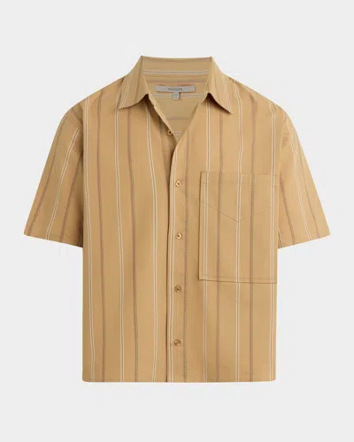 Hudson Men's Rex Striped Button-down Shirt In Brown
