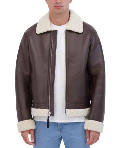 Hudson Men's Shearling Bomber Jacket In Brown