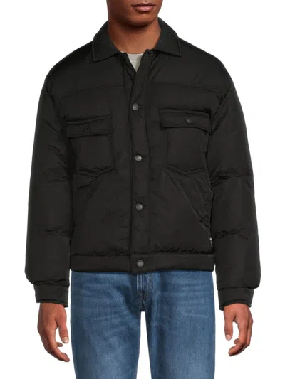 Hudson Men's Spread Collar Puffer Jacket In Black