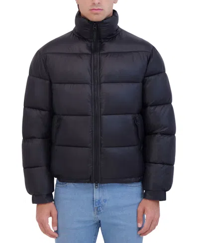 Hudson Men's Stand Collar Soft Puffer Jacket In Black