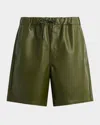 Hudson Jeans Faux Leather Drawstring Shorts In Olive Green