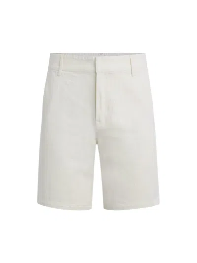 Hudson Jeans Venice Flat Front Off White Cotton Twill Chino Shorts In Birch Wood