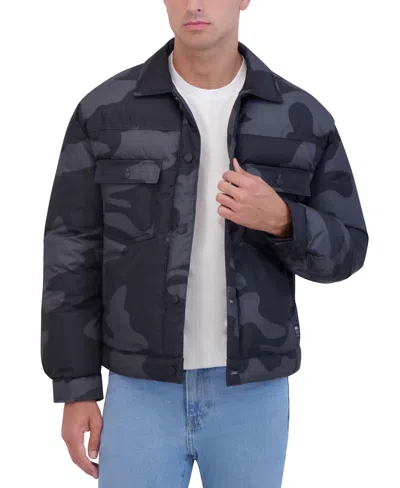Hudson Men's Vintage Inspired Puffer Trucker Jacket In Camo