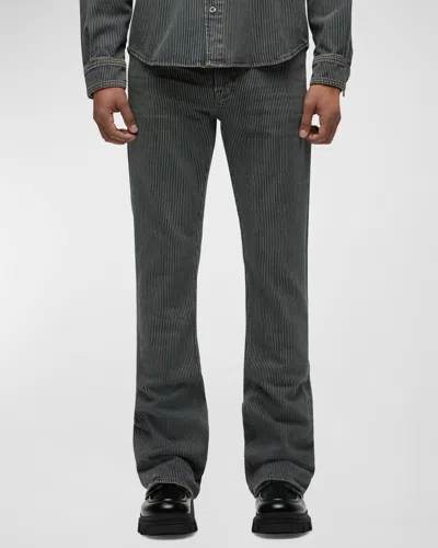 Hudson Jeans Walker Kick Flare Pinstripe Jeans In Khaki Striped