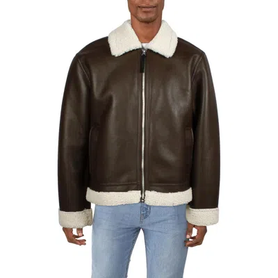Hudson Mens Faux Fur Lined Faux Leather Leather Jacket