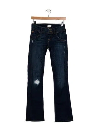 Pre-owned Hudson Mid-rise Straight Leg Jeans In Blue