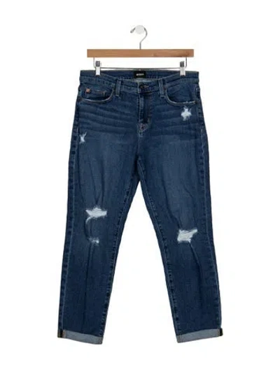Pre-owned Hudson Mid-rise Straight Leg Jeans In Blue