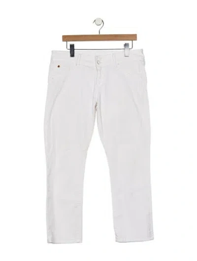 Pre-owned Hudson Mid-rise Straight Leg Jeans In White