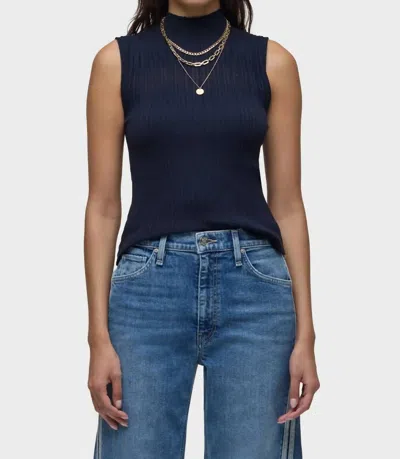 Hudson Mock Neck Sweater Tank In Navy In Blue