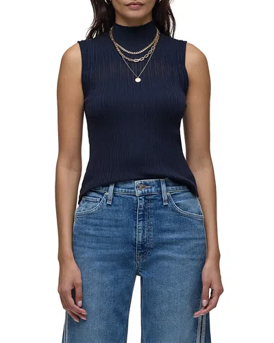 Hudson Mock Neck Sweater Tank Top In Blue