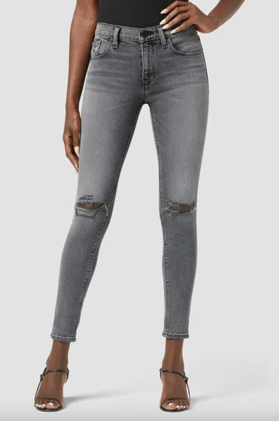 Hudson Nico Midrise Super Skinny Ankle Jean In Grey Distressed