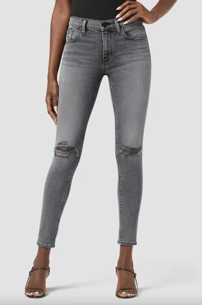 Hudson Nico Midrise Super Skinny Ankle Jeans In Stone Grey In Black