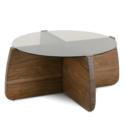 Hudson Park Collection Dumbo Round Glass Cocktail Table In Brown