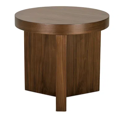 Hudson Park Collection Greenwich Round End Table In Brown