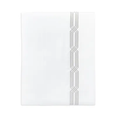 Hudson Park Collection Italian Tivoli Embroidered Flat Sheet, King - Exclusive In White/silver