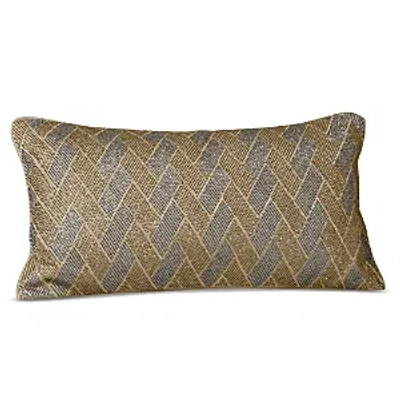 Hudson Park Collection Linear Sandstone Beaded Decorative Pillow, 12 X 22 - 100% Exclusive In Gold