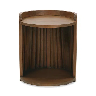 Hudson Park Collection Rowe Fidi Alternate Round End Table In Brown