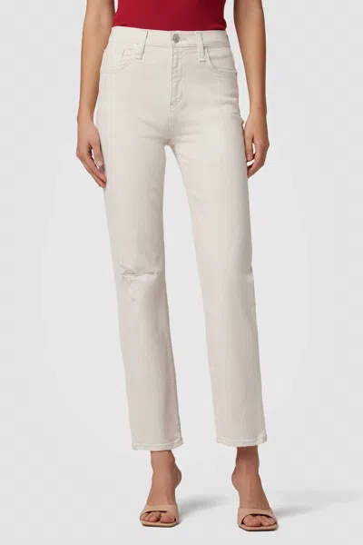 Hudson Remi High-rise Straight Ankle Jean In Distressed Egret In White