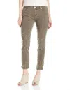 Hudson Riley Crop Relaxed Straight Leg Destructed Boyfriend Jeans In Green In Green