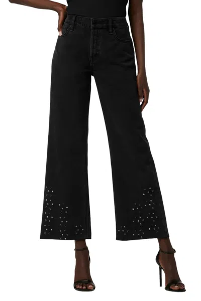 HUDSON ROSIE ANKLE JEAN WITH GROMMETS IN BLACK GLITTER